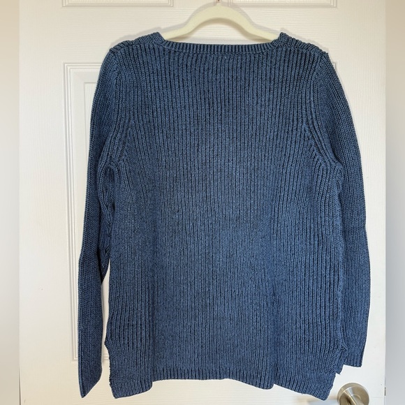 L.L Bean V-Neck knit cotton knit stitch sweater. NWT- size L petite - Picture 8 of 10